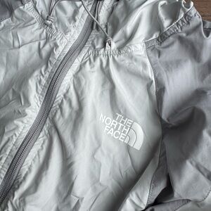 The North Face Light Gray Hooded Windbreaker Jacket